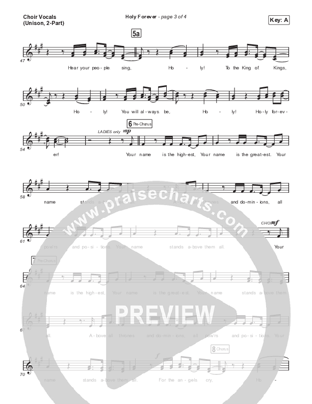 Holy Forever (Unison/2-Part) Choir Vocals (Uni/2-Part) (Bethel Music / Arr. Mason Brown)