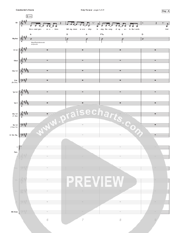 Holy Forever (Unison/2-Part) Conductor's Score (Bethel Music / Arr. Mason Brown)