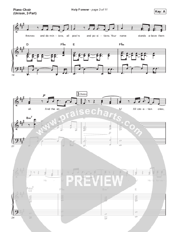 Holy Forever (Unison/2-Part) Piano/Choir  (Uni/2-Part) (Bethel Music / Arr. Mason Brown)