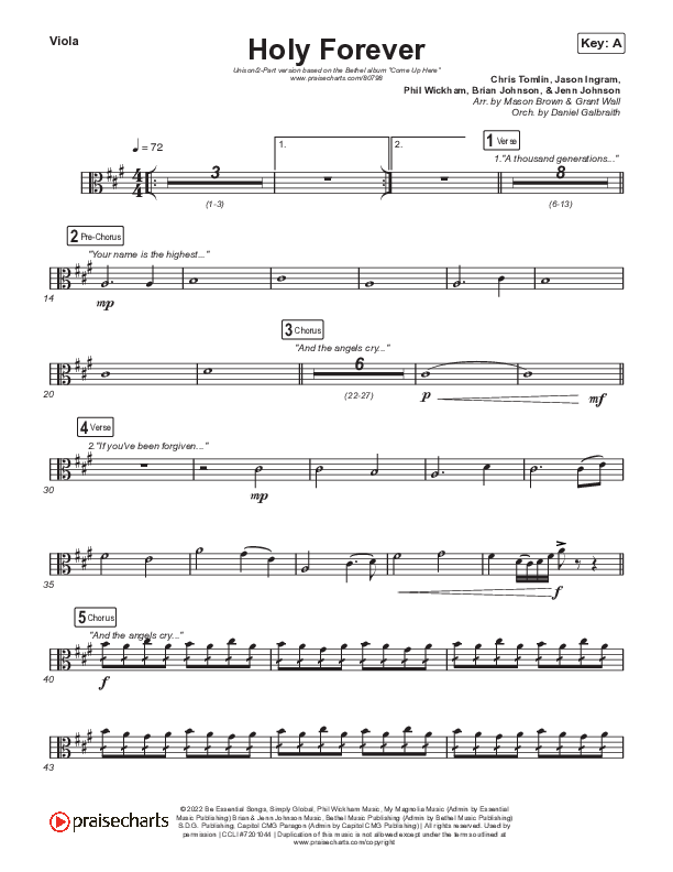 Holy Forever (Unison/2-Part) String Pack (Bethel Music / Arr. Mason Brown)