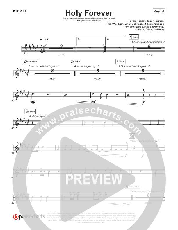 Holy Forever (Sing It Now) Bari Sax (Bethel Music / Arr. Mason Brown)