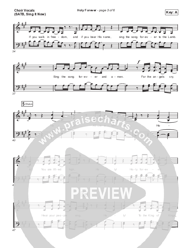 Holy Forever (Sing It Now) Choir Sheet (SATB) (Bethel Music / Arr. Mason Brown)