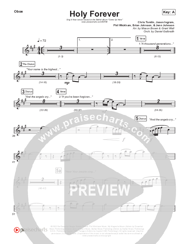 Holy Forever (Sing It Now) Oboe (Bethel Music / Arr. Mason Brown)