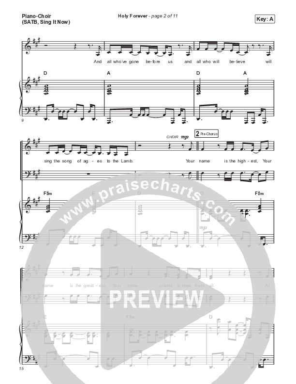 Holy Forever (Sing It Now) Piano/Choir (SATB) (Bethel Music / Arr. Mason Brown)