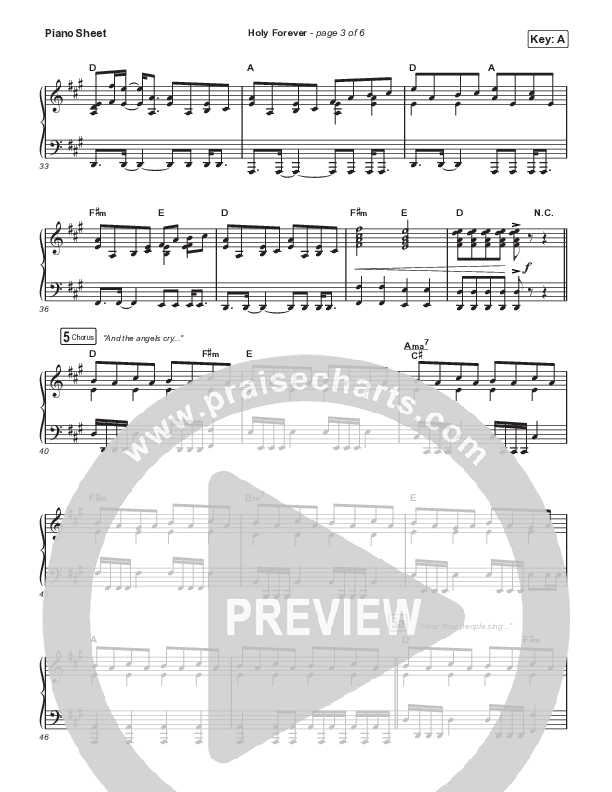 Holy Forever (Sing It Now) Piano Sheet (Bethel Music / Arr. Mason Brown)