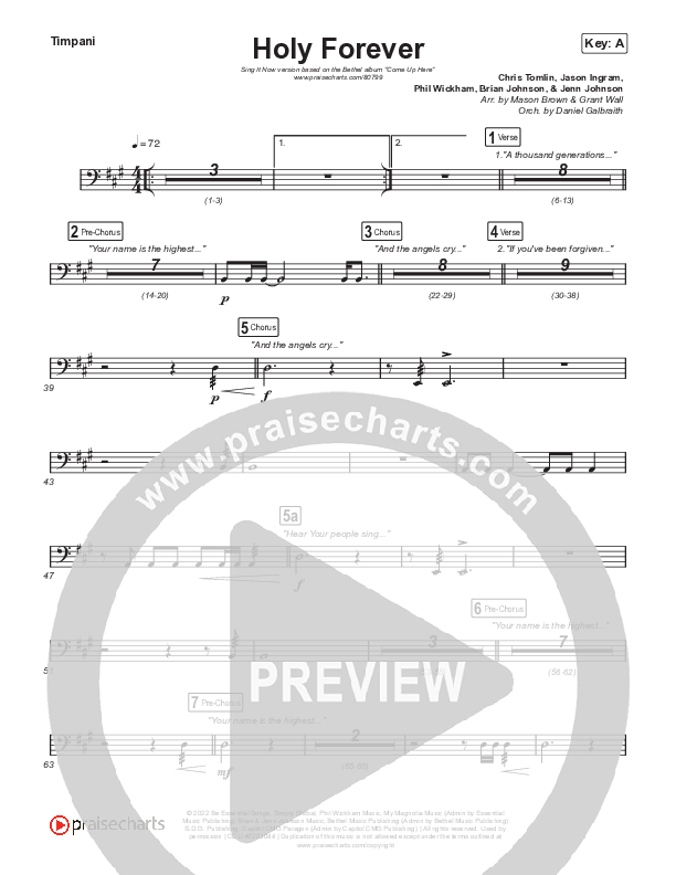 Holy Forever (Sing It Now) Timpani (Bethel Music / Arr. Mason Brown)