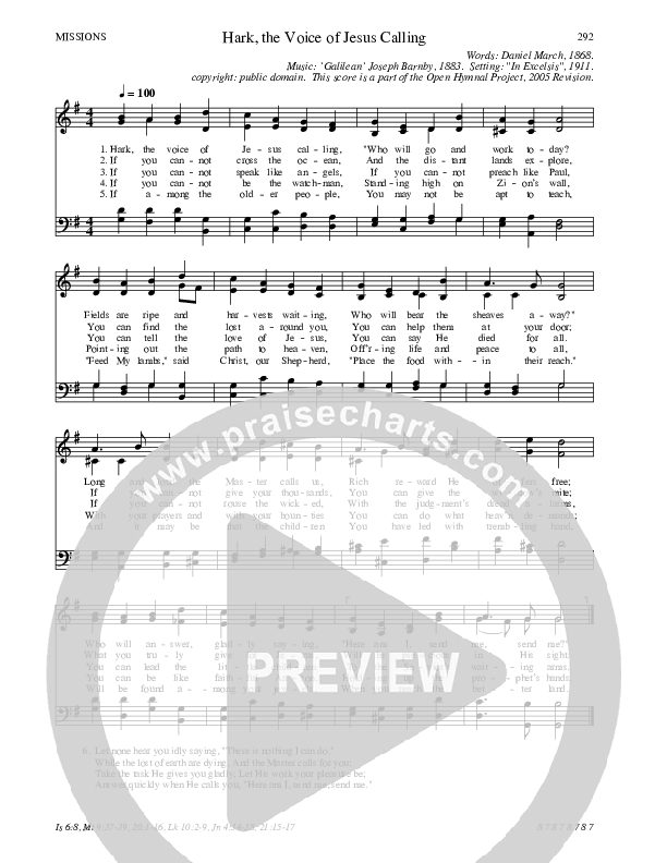 Hark The Voice Of Jesus Calling Hymn Sheet (SATB) (Traditional Hymn)