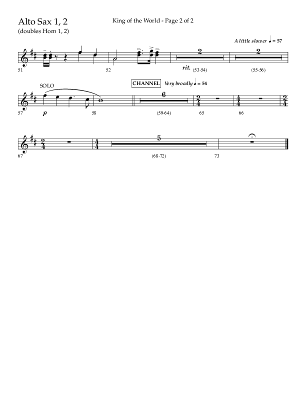 King Of The World (Choral Anthem SATB) Alto Sax 1/2 (Lifeway Choral / Arr. Bradley Knight)