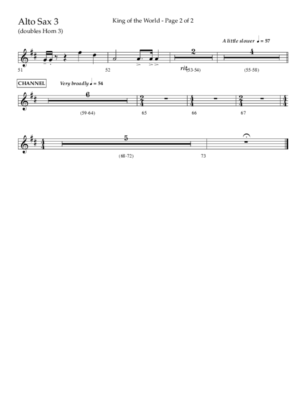 King Of The World (Choral Anthem SATB) Alto Sax (Lifeway Choral / Arr. Bradley Knight)