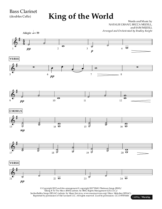 King Of The World (Choral Anthem SATB) Bass Clarinet (Lifeway Choral / Arr. Bradley Knight)