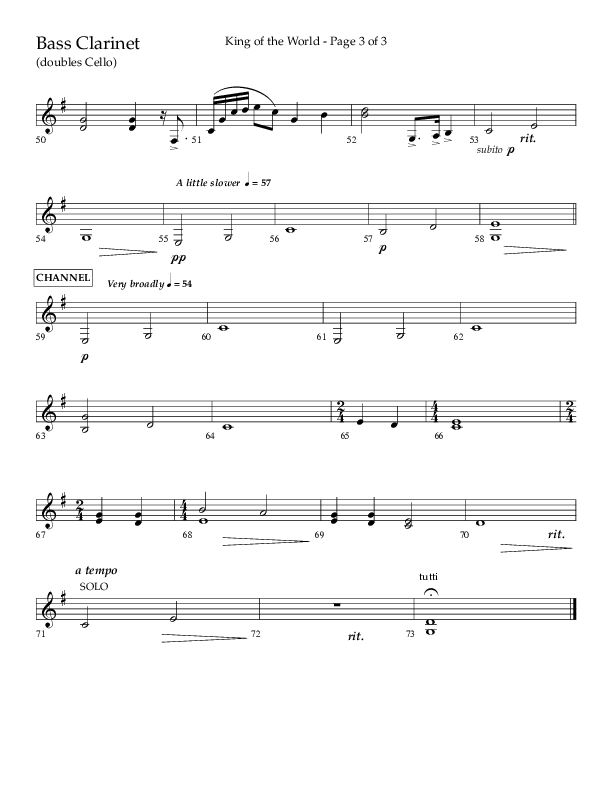 King Of The World (Choral Anthem SATB) Bass Clarinet (Lifeway Choral / Arr. Bradley Knight)