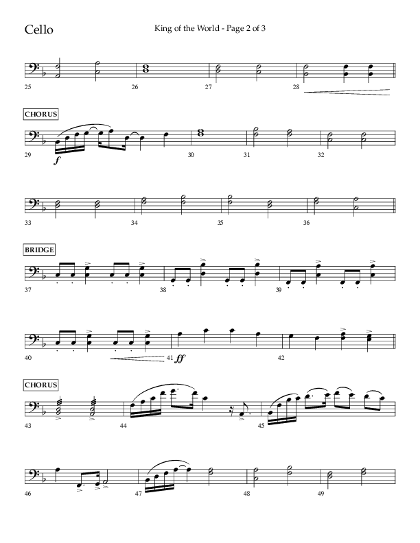 King Of The World (Choral Anthem SATB) Cello (Lifeway Choral / Arr. Bradley Knight)