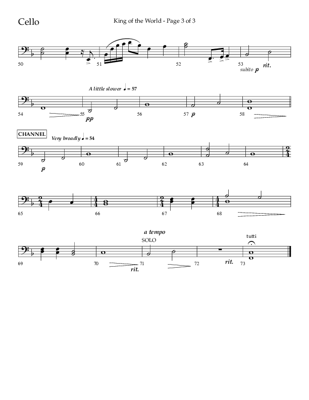 King Of The World (Choral Anthem SATB) Cello (Lifeway Choral / Arr. Bradley Knight)