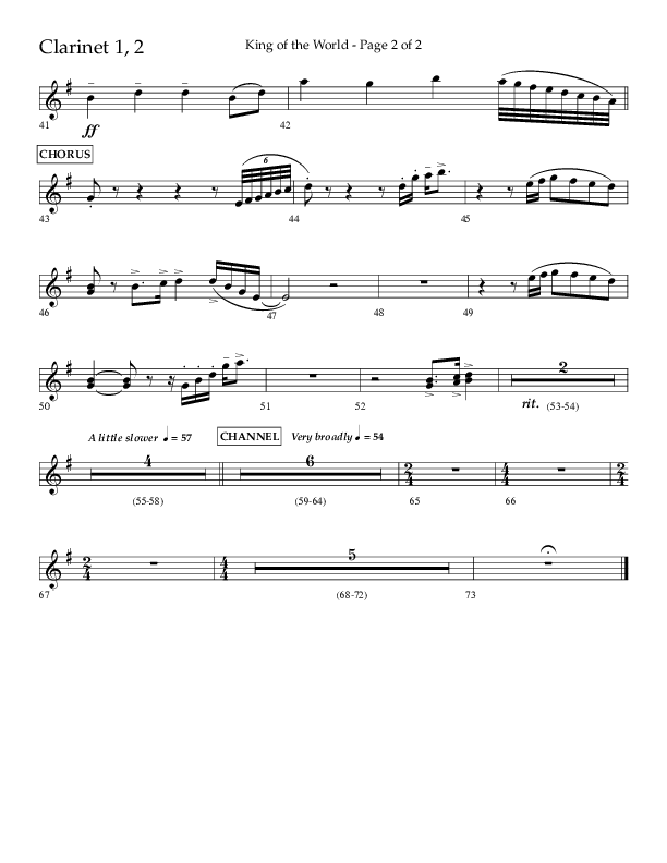King Of The World (Choral Anthem SATB) Clarinet 1/2 (Lifeway Choral / Arr. Bradley Knight)