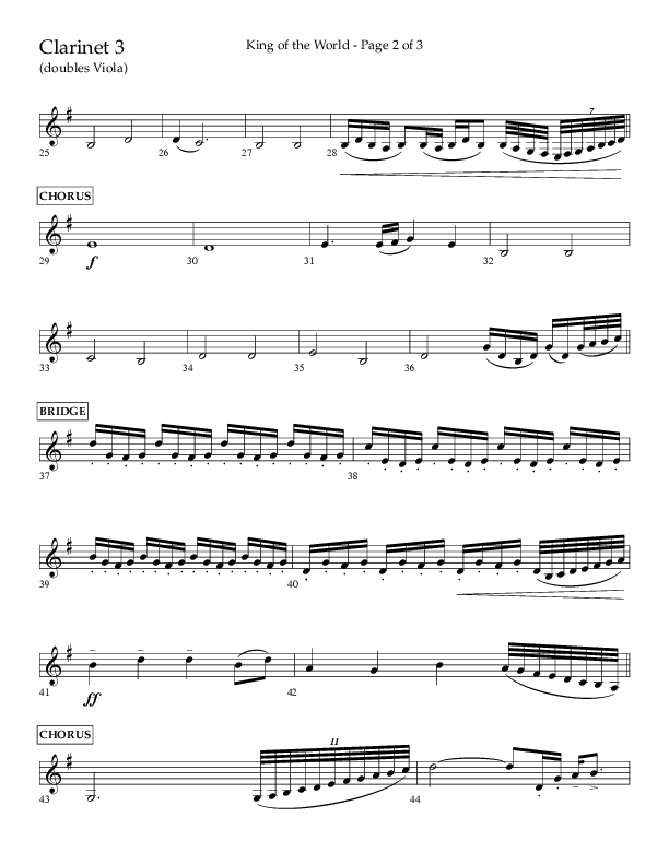 King Of The World (Choral Anthem SATB) Clarinet 3 (Lifeway Choral / Arr. Bradley Knight)