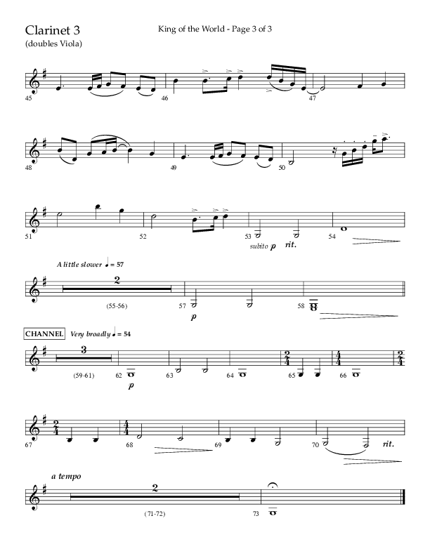 King Of The World (Choral Anthem SATB) Clarinet 3 (Lifeway Choral / Arr. Bradley Knight)