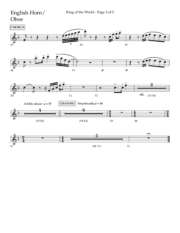King Of The World (Choral Anthem SATB) English Horn (Lifeway Choral / Arr. Bradley Knight)