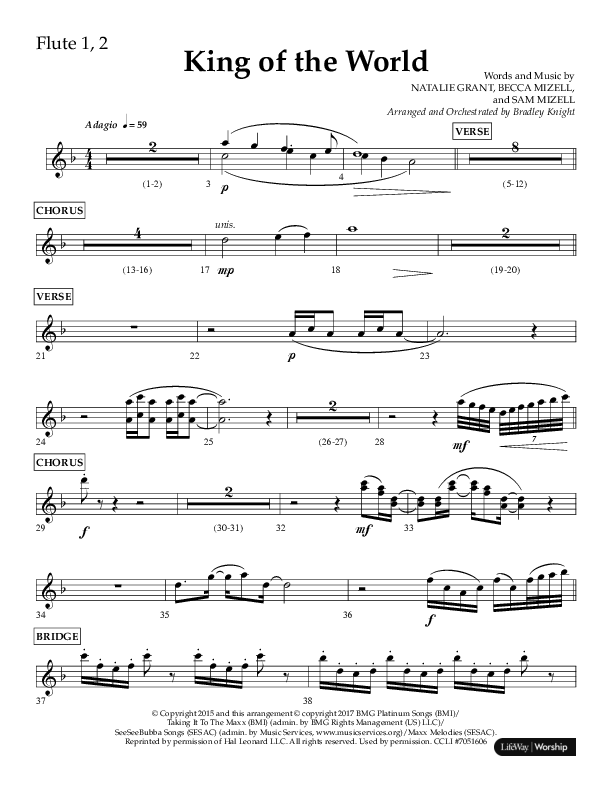 King Of The World (Choral Anthem SATB) Flute 1/2 (Lifeway Choral / Arr. Bradley Knight)