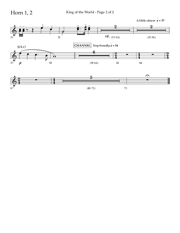 King Of The World (Choral Anthem SATB) French Horn 1/2 (Lifeway Choral / Arr. Bradley Knight)