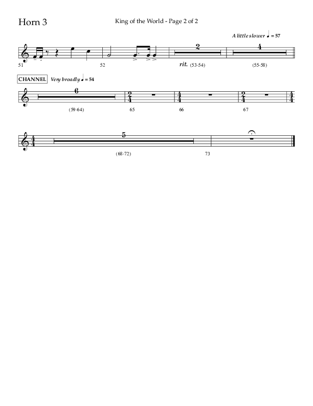 King Of The World (Choral Anthem SATB) French Horn 3 (Lifeway Choral / Arr. Bradley Knight)