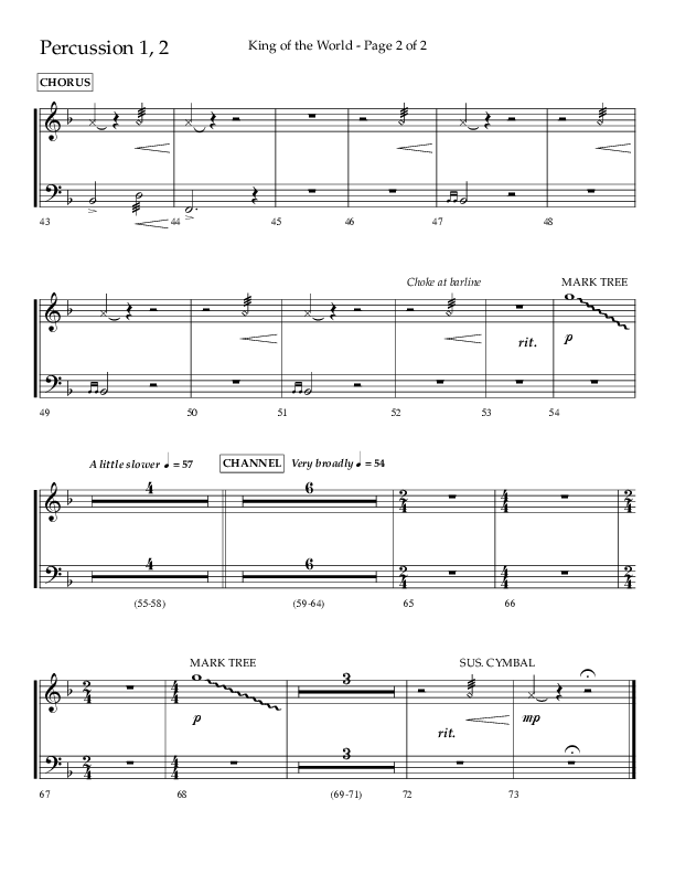 King Of The World (Choral Anthem SATB) Percussion 1/2 (Lifeway Choral / Arr. Bradley Knight)