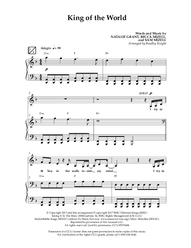 King Of The World (Choral Anthem SATB) Anthem (SATB/Piano) (Lifeway Choral / Arr. Bradley Knight)