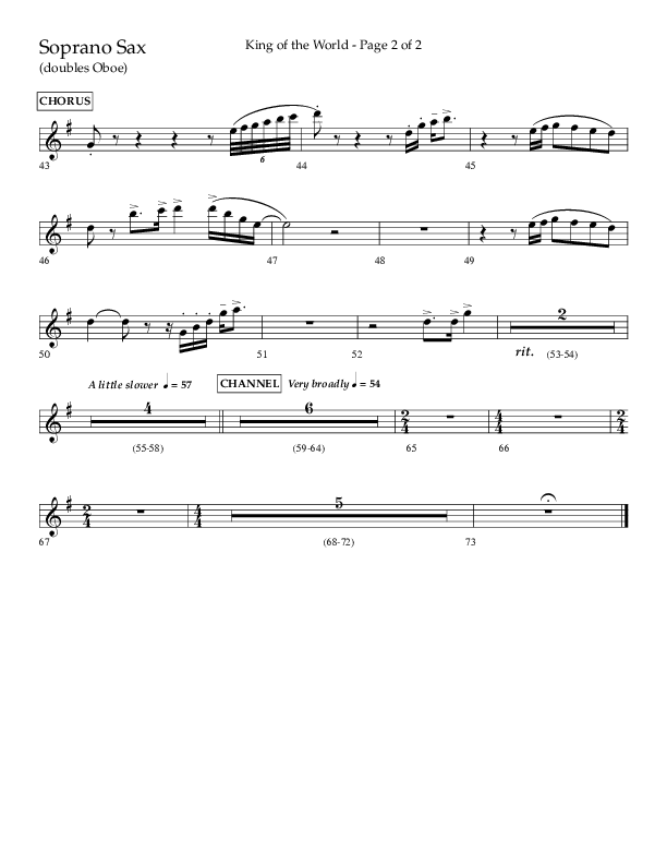 King Of The World (Choral Anthem SATB) Soprano Sax (Lifeway Choral / Arr. Bradley Knight)