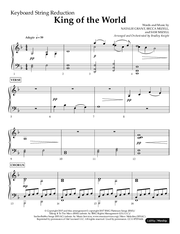 King Of The World (Choral Anthem SATB) String Reduction (Lifeway Choral / Arr. Bradley Knight)