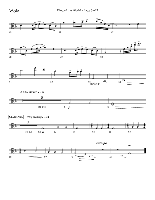 King Of The World (Choral Anthem SATB) Viola (Lifeway Choral / Arr. Bradley Knight)