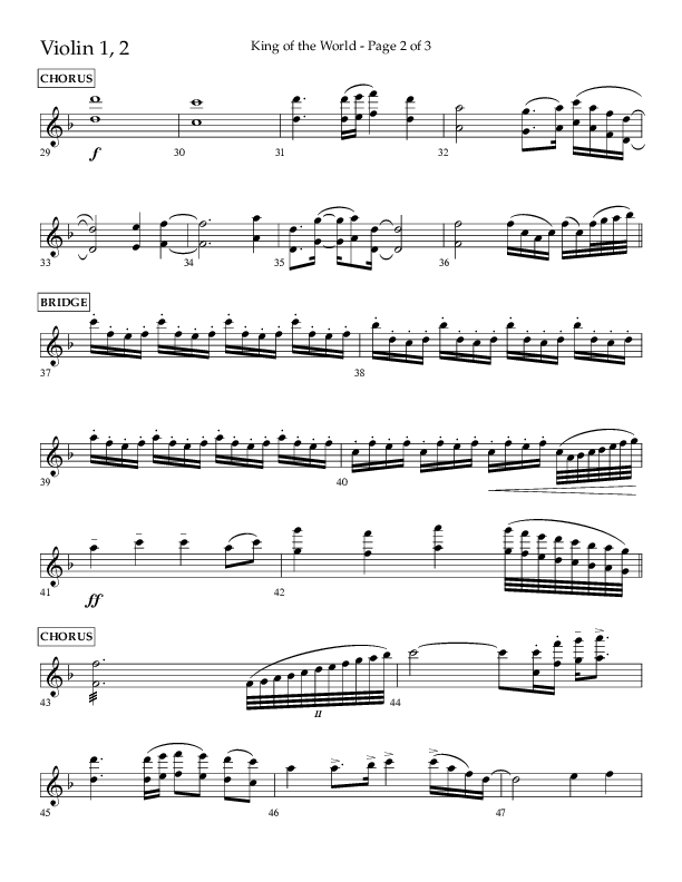 King Of The World (Choral Anthem SATB) Violin 1/2 (Lifeway Choral / Arr. Bradley Knight)