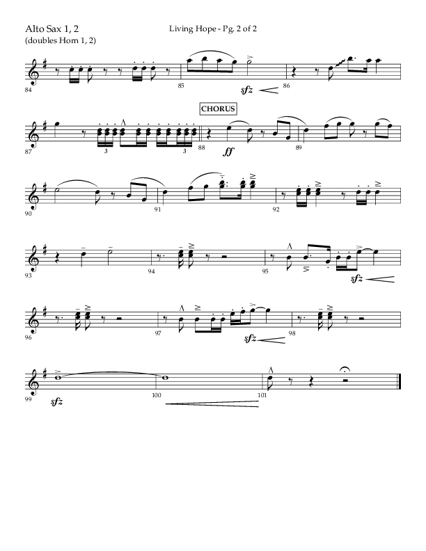 Living Hope (Choral Anthem SATB) Alto Sax 1/2 (Lifeway Choral / Arr. Craig Adams)