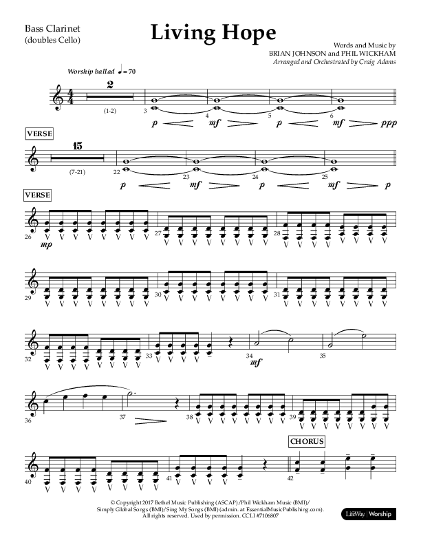 Living Hope (Choral Anthem SATB) Bass Clarinet (Lifeway Choral / Arr. Craig Adams)