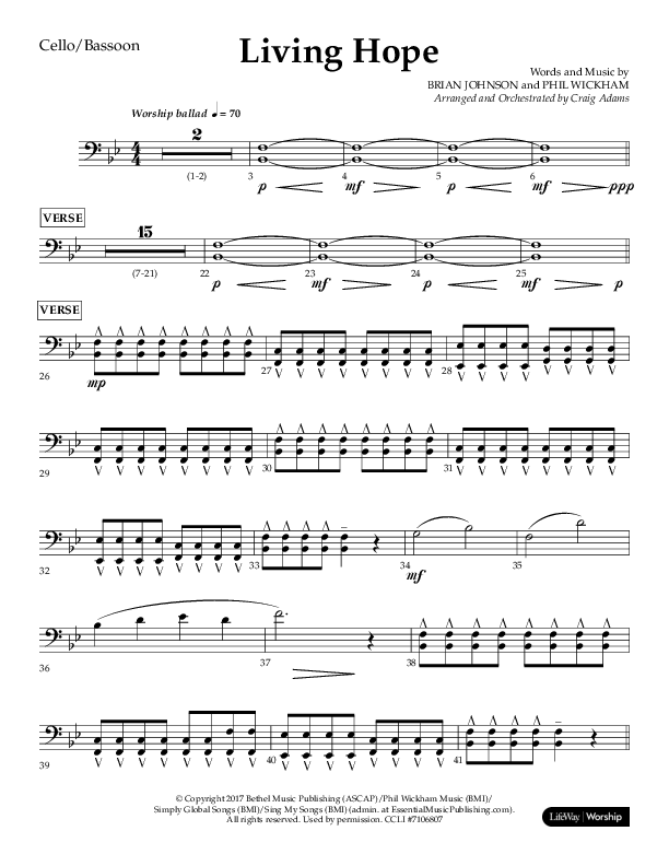 Living Hope (Choral Anthem SATB) Cello (Lifeway Choral / Arr. Craig Adams)