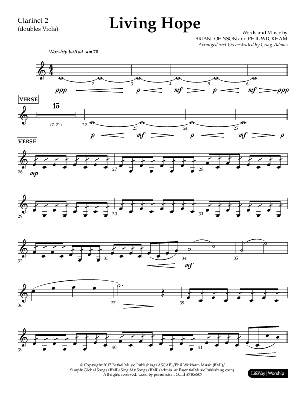 Living Hope (Choral Anthem SATB) Clarinet 1/2 (Lifeway Choral / Arr. Craig Adams)