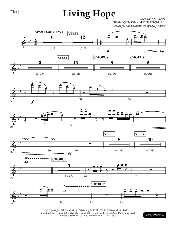 Living Hope (Choral Anthem SATB) Flute (Lifeway Choral / Arr. Craig Adams)