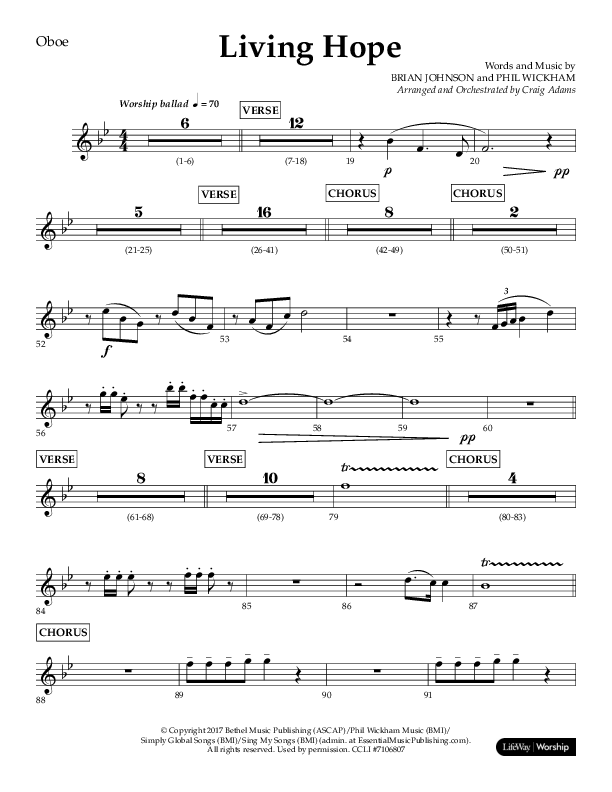 Living Hope (Choral Anthem SATB) Oboe (Lifeway Choral / Arr. Craig Adams)