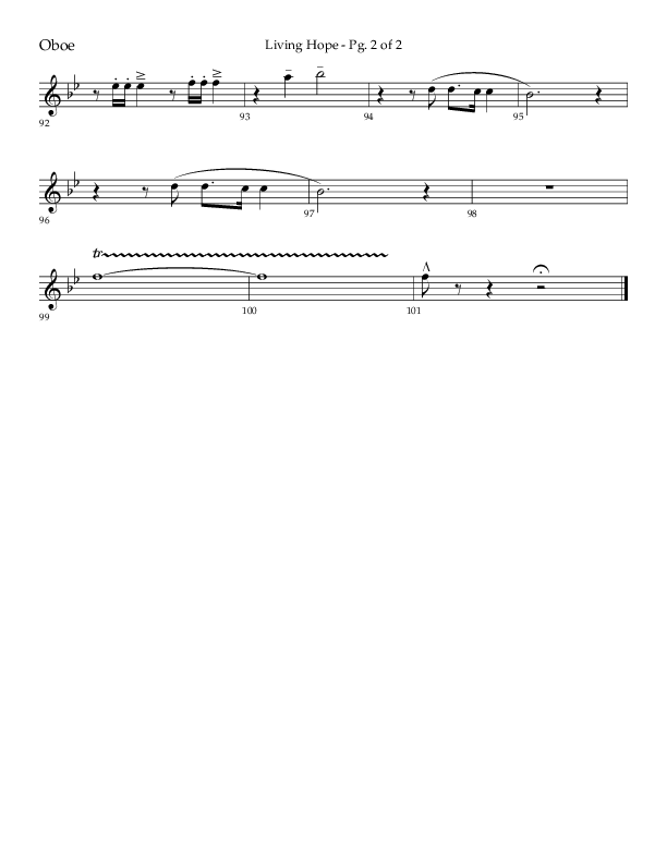 Living Hope (Choral Anthem SATB) Oboe (Lifeway Choral / Arr. Craig Adams)