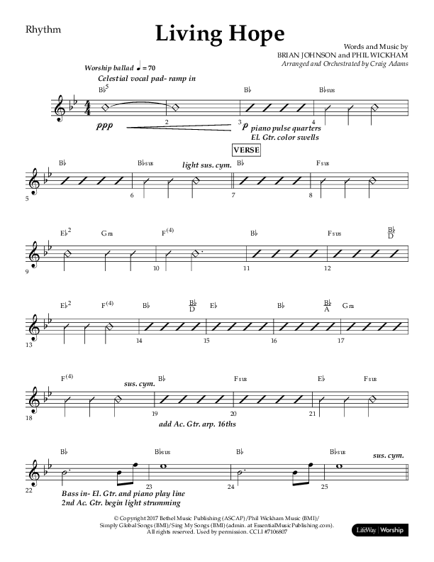 Living Hope (Choral Anthem SATB) Lead Melody & Rhythm (Lifeway Choral / Arr. Craig Adams)