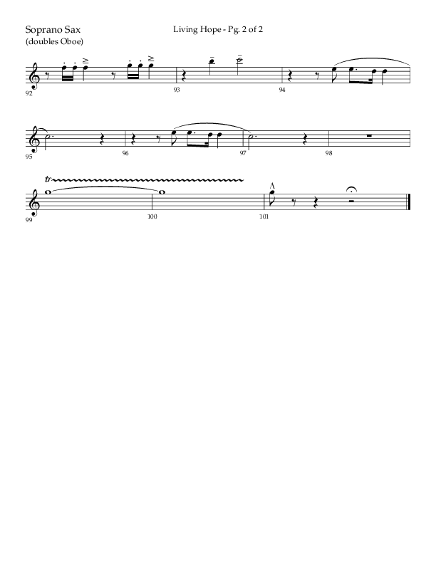 Living Hope (Choral Anthem SATB) Soprano Sax (Lifeway Choral / Arr. Craig Adams)