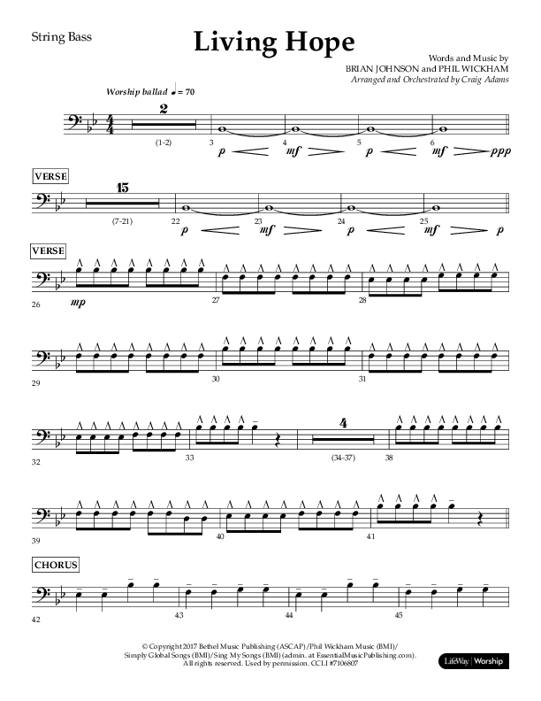 Living Hope (Choral Anthem SATB) String Bass (Lifeway Choral / Arr. Craig Adams)