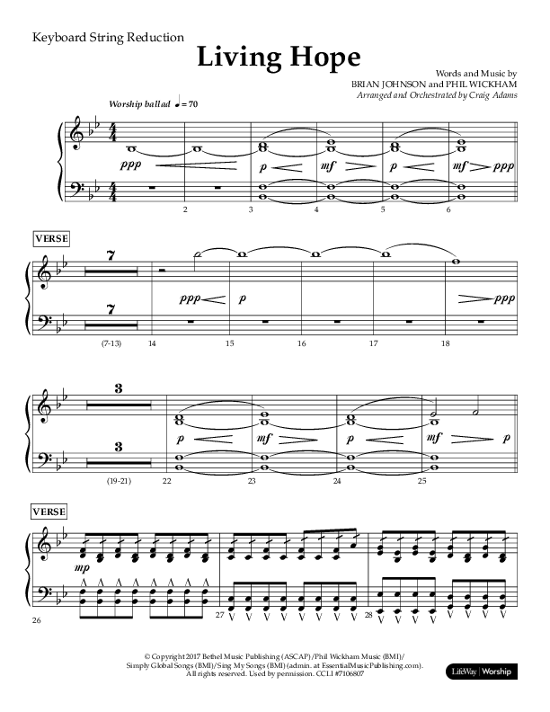 Living Hope (Choral Anthem SATB) String Reduction (Lifeway Choral / Arr. Craig Adams)