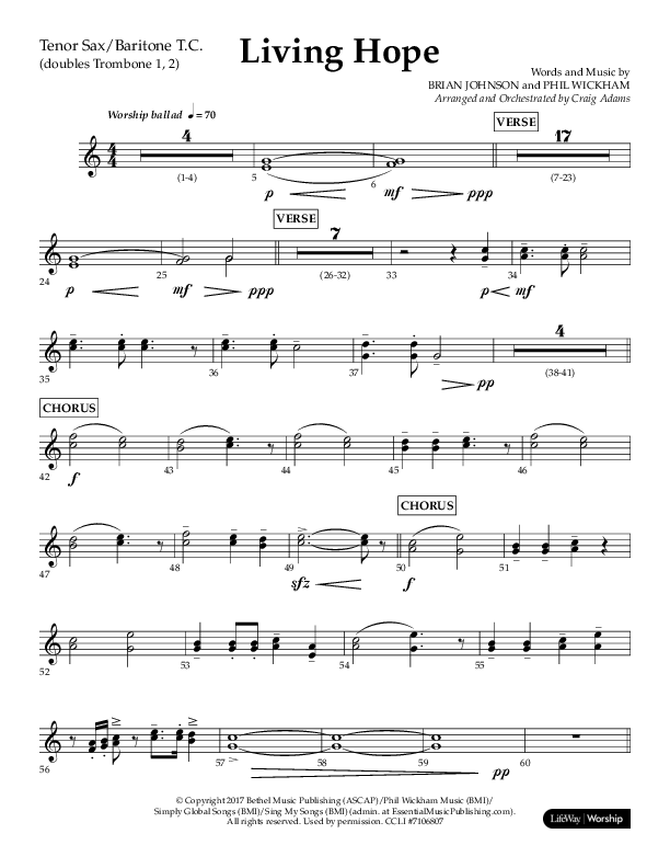 Living Hope (Choral Anthem SATB) Tenor Sax/Baritone T.C. (Lifeway Choral / Arr. Craig Adams)