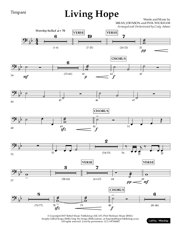 Living Hope (Choral Anthem SATB) Timpani (Lifeway Choral / Arr. Craig Adams)