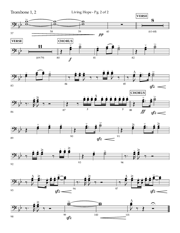 Living Hope (Choral Anthem SATB) Trombone 1/2 (Lifeway Choral / Arr. Craig Adams)