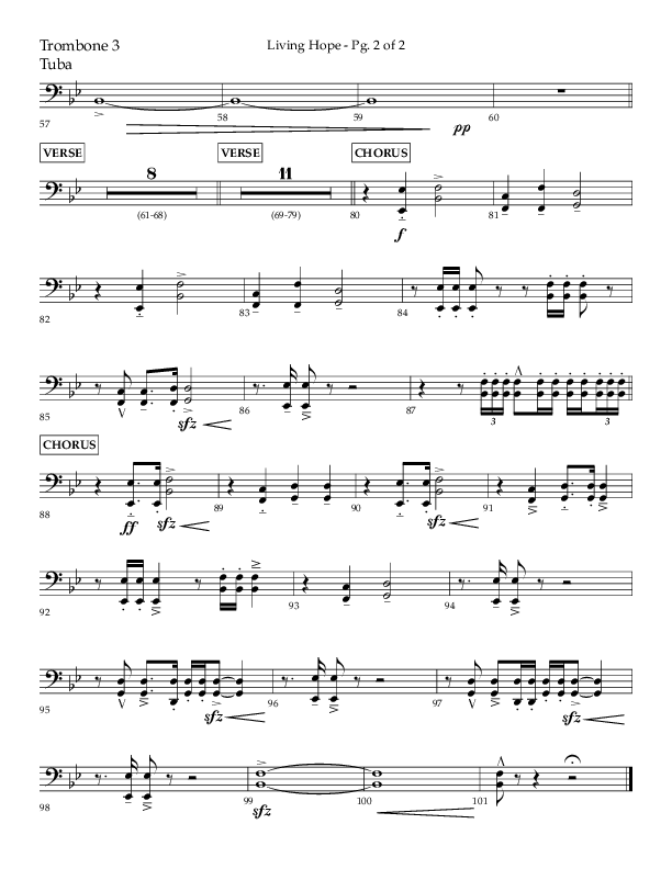 Living Hope (Choral Anthem SATB) Trombone 3/Tuba (Lifeway Choral / Arr. Craig Adams)