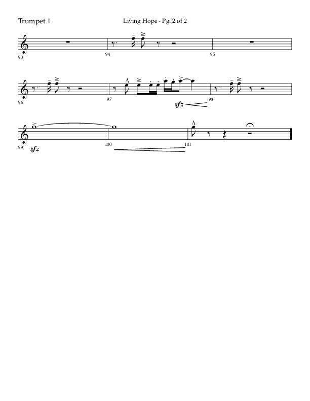 Living Hope (Choral Anthem SATB) Trumpet 1 (Lifeway Choral / Arr. Craig Adams)