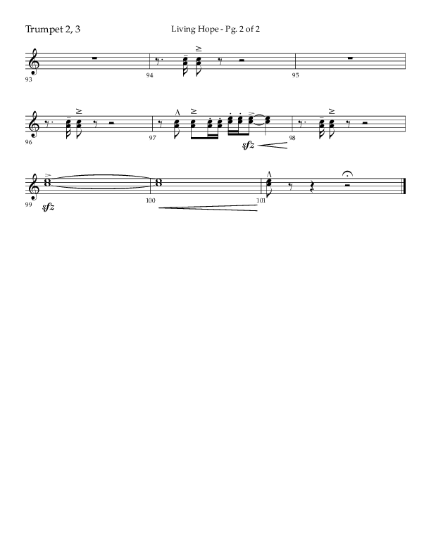Living Hope (Choral Anthem SATB) Trumpet 2/3 (Lifeway Choral / Arr. Craig Adams)