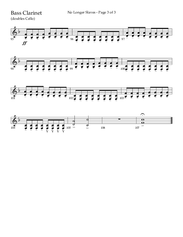 No Longer Slaves (Choral Anthem SATB) Bass Clarinet (Lifeway Choral / Arr. Craig Adams)