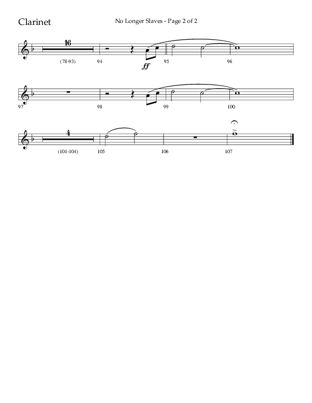No Longer Slaves (Choral Anthem SATB) Clarinet (Lifeway Choral / Arr. Craig Adams)