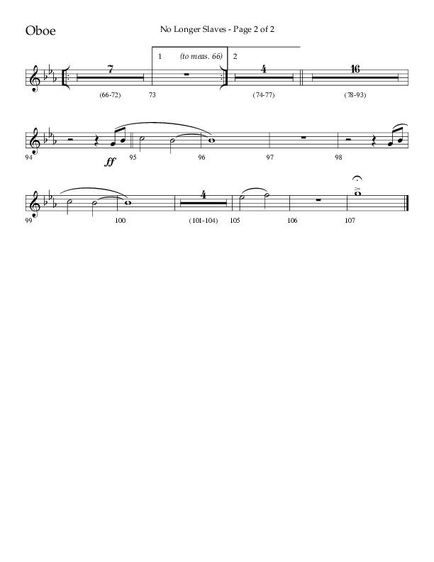 No Longer Slaves (Choral Anthem SATB) Oboe (Lifeway Choral / Arr. Craig Adams)